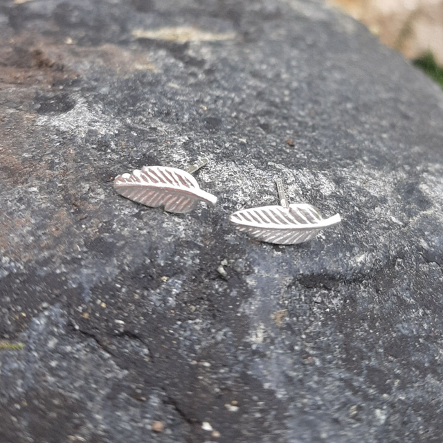 Sterling Silver Leaf Stud Earring