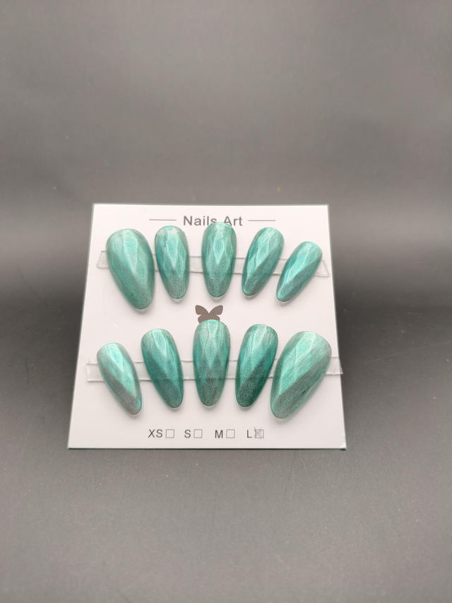 Kit Press-on effet diamant bleu/vert taille L 