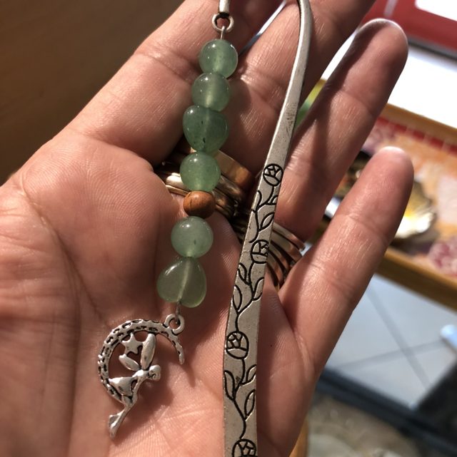 Marque page aventurine verte &amp; bois de santal