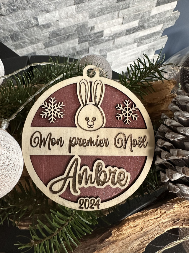 Boule de Noël personnalisé enfant - Mon premier Noël Lapin
