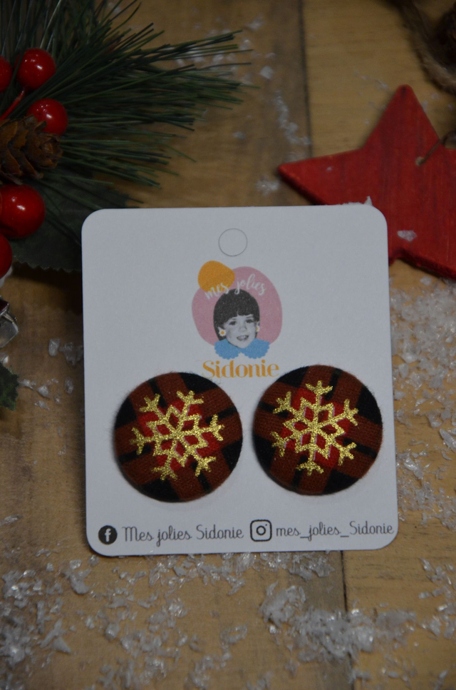 Sidonie flanelle coloris rouge motif écossais avec flocon doré