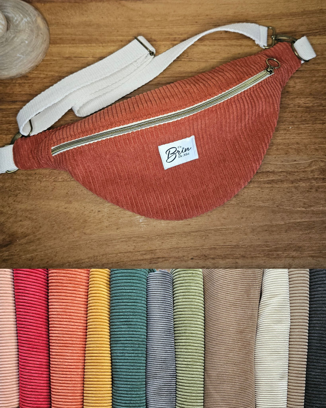 Personnalisez votre banane en velours côtelé terracotta