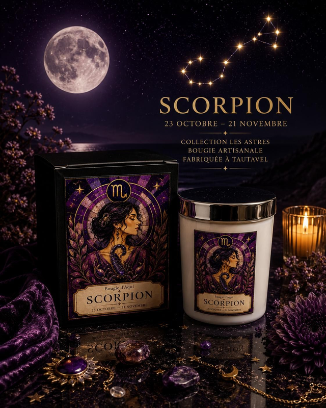 Bougie Zodiaque Scorpion – Cachemire &amp; Soie – 160 g
