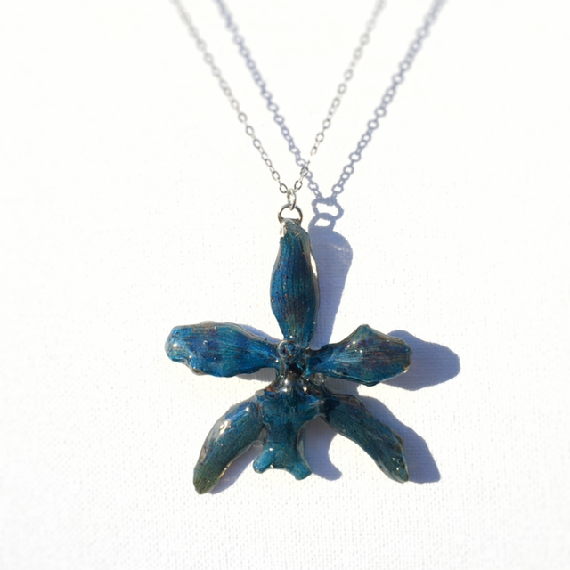 Blue Dancing Lady Orchid Necklace