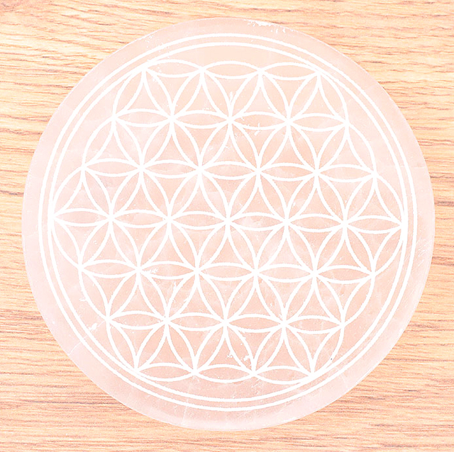 Plaque de sélénite fleur de vie 