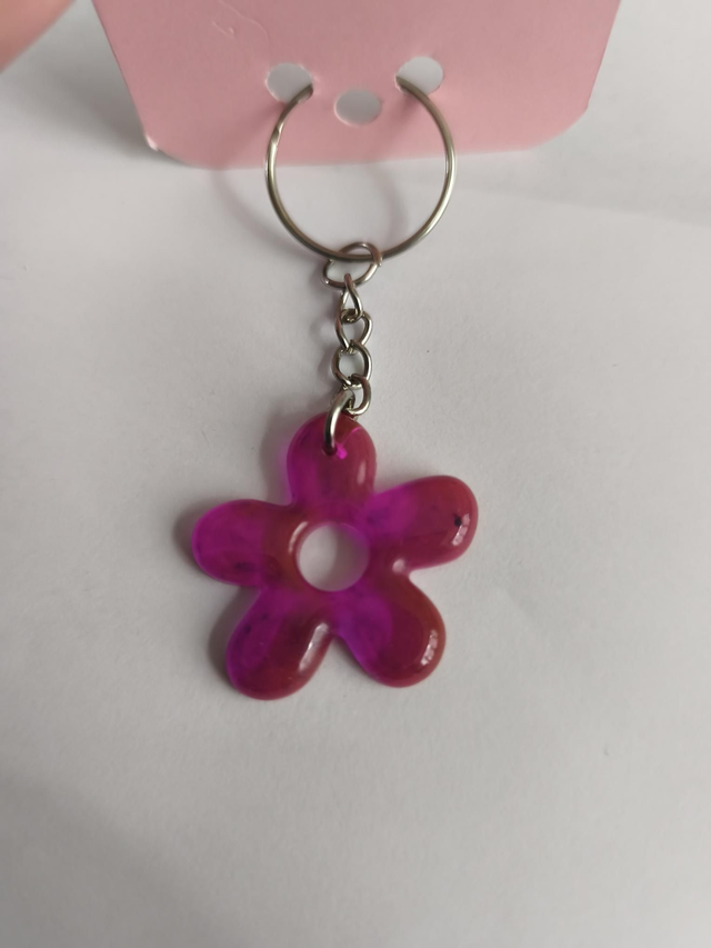 Porte-clé fleur rose 