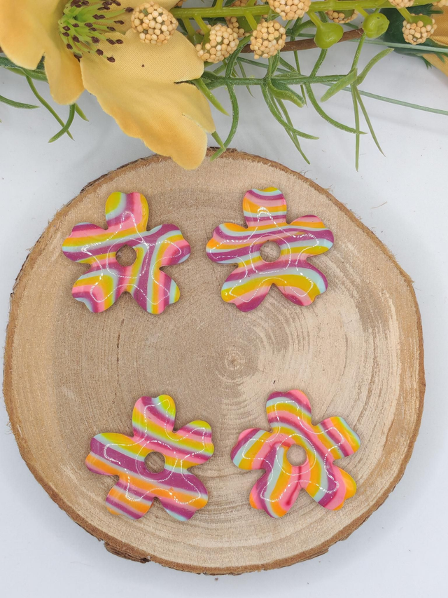 Fleurs Iles Bleu/Jaune/Rose/Violet 