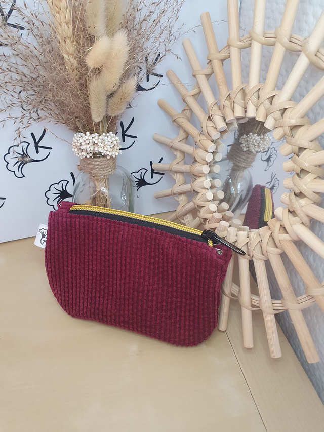 Pochette Amy velours bordeaux / coton Appoline violet