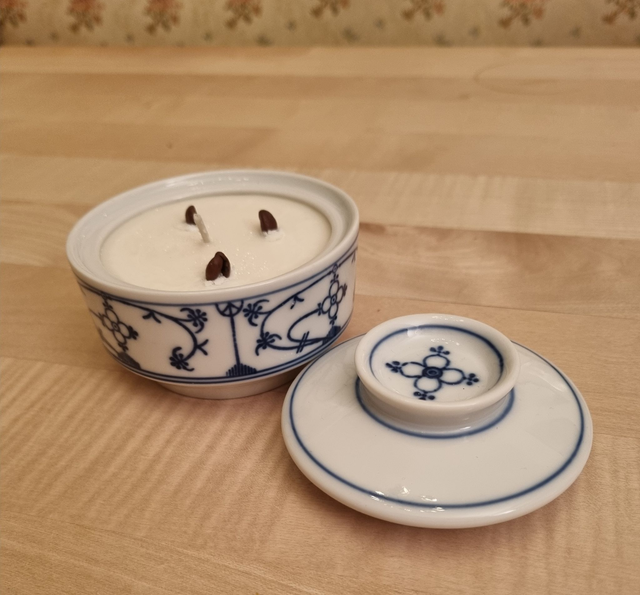 Kerze im Zuckertopf mit Deckel - Unikat