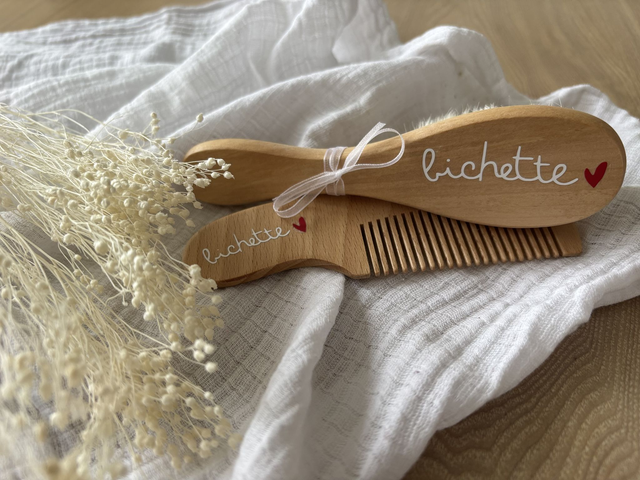 Brosse &amp; peigne en bois - Bichette