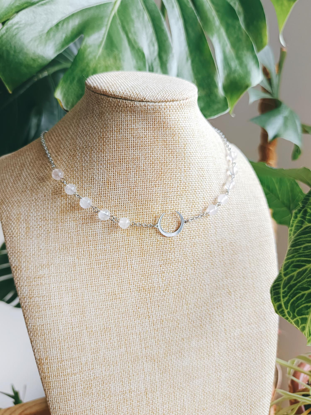 COLLIER - LUNA (quartz rose)