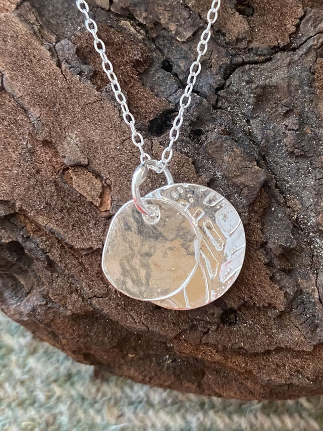 Fine Silver Twin Disc Pendant Medium
