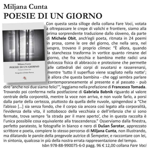 Miljana Cunta, "Poesie di un giorno", qudulibri 2018 (trad. di Michele Obit)