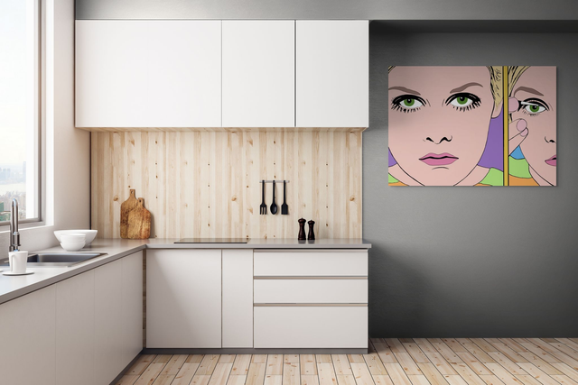 Canvas Wall Art, Supermodel Twiggy, Large Scale Graphical Colourful Artwork, Four Sizes, Part 2 of a Set of 3