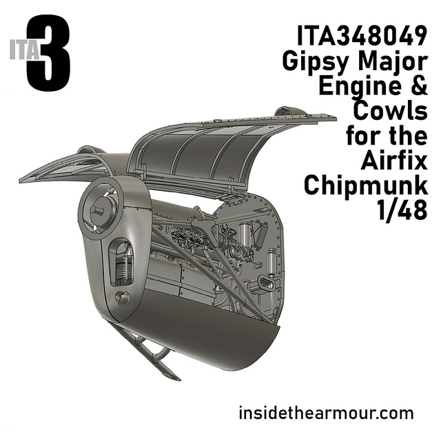 ITA3 - ITA348049 1/48 Gipsy Major Engine&amp; Cowls for Airfix Chipmunk