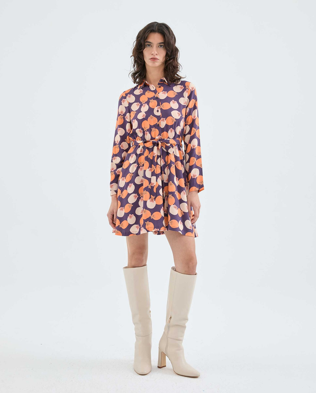 Abito corto fantasia caquis