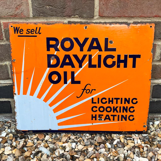 A 1932 Dated Royal Daylight Oil Double Sided Enamel Advertising Sign 