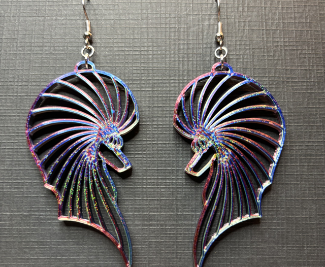 3D - Earrings Poodle Bust Galaxy Violet