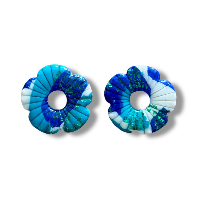 Pampilles coquelicots motif Terrazzo turquoise 