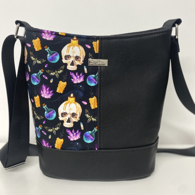 Skulls and Potions Bucket Style Crossbody Bag