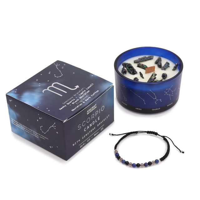 Bougie de Cristal du Zodiaque avec Bracelet - Scorpion