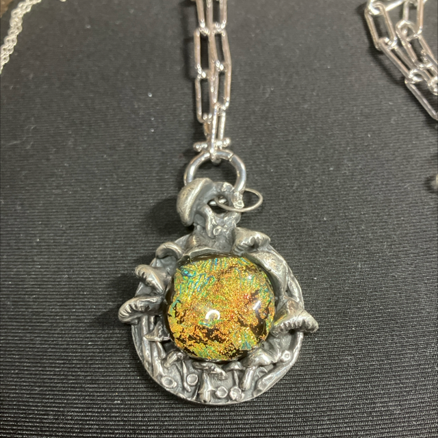 Dichroic glass and fungi pendant 