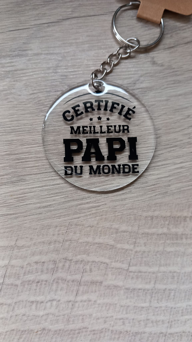 porte clé rond " meilleur papi"