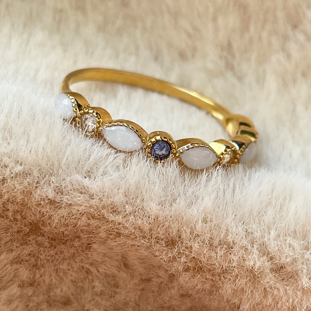 Ring majestic • 4 fødselssteiner  gullbelagt • Ida