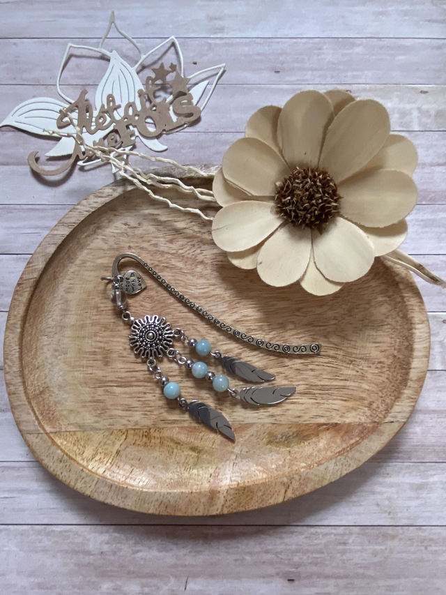 Marque page " attrape rêve" en Amazonite