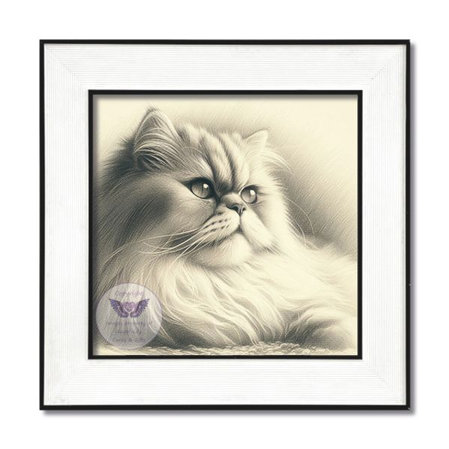 Artistic print of cat in square frame (C15)