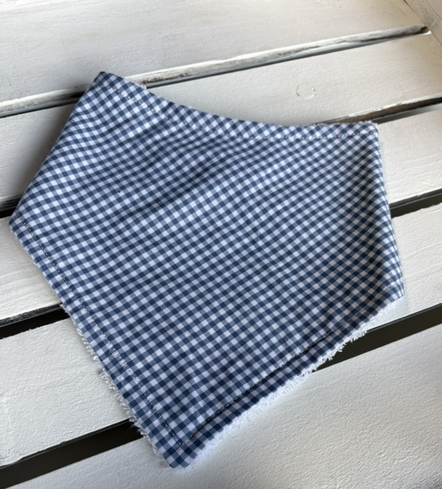 Baby Blue Gingham Bamboo Dribble Bib