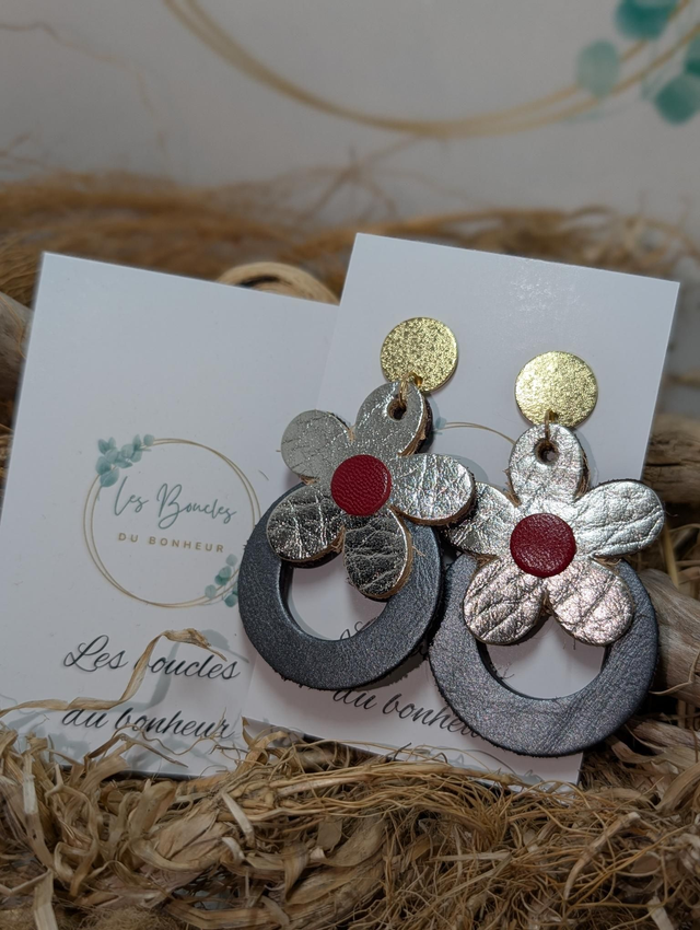 Boucles d&#039;oreilles Baby Marguerite argenté gris m1051