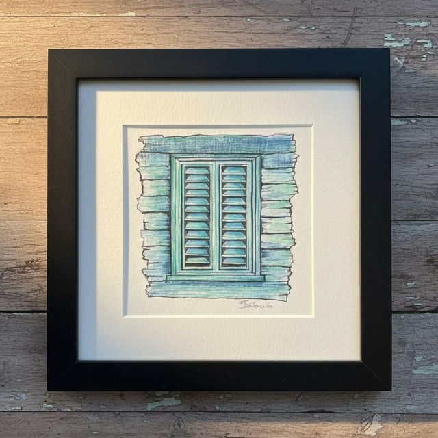 Encre et crayon - case créole - Jalousie #8