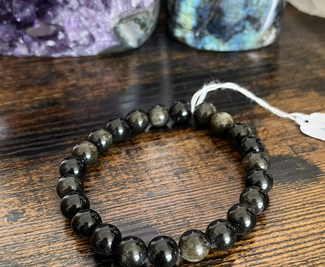 Bracelet d’Obsidienne dorée 