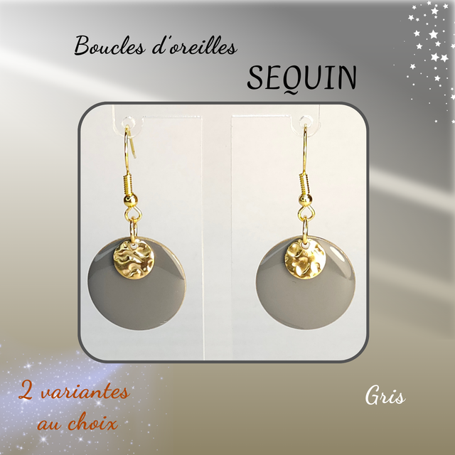 Boucles d&#039;oreilles SEQUIN - Gris