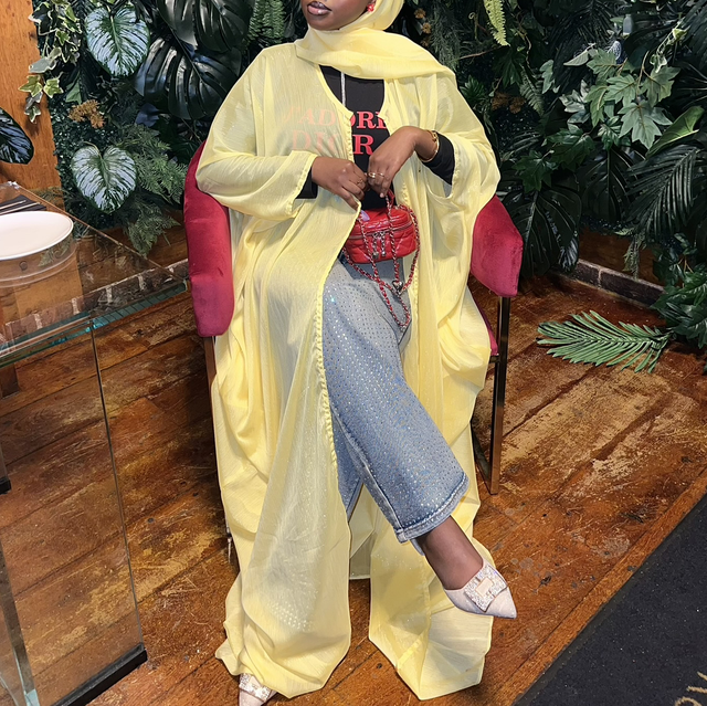 Yellow Crinkle Abaya