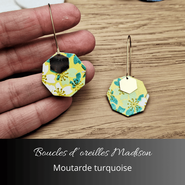 Boucles d'oreilles Madison - Moutarde turquoise