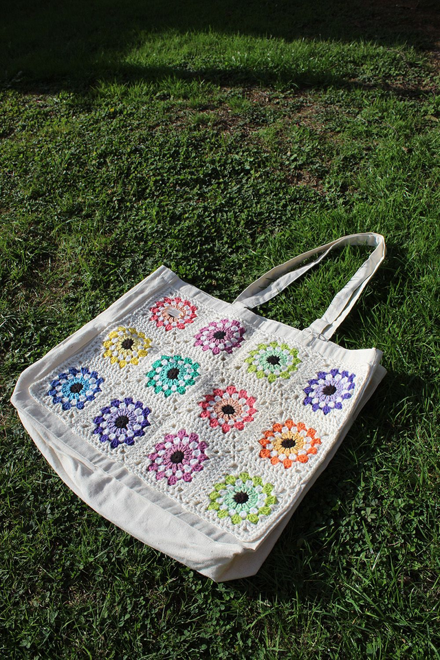 Evil Eye Granny Square Tote Bag 