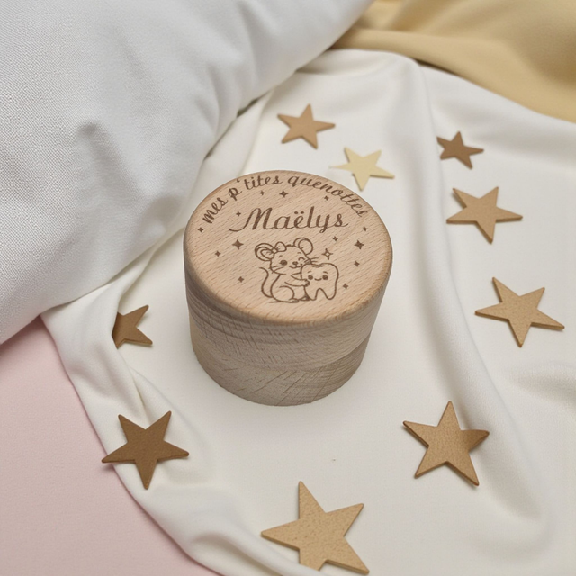 Boîte à dents de lait personnalisée en bois - cadeau souvenir pour bébé ou enfant