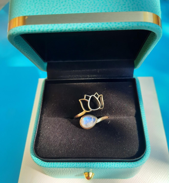 Bague réglable argent 925 Péristérite AA