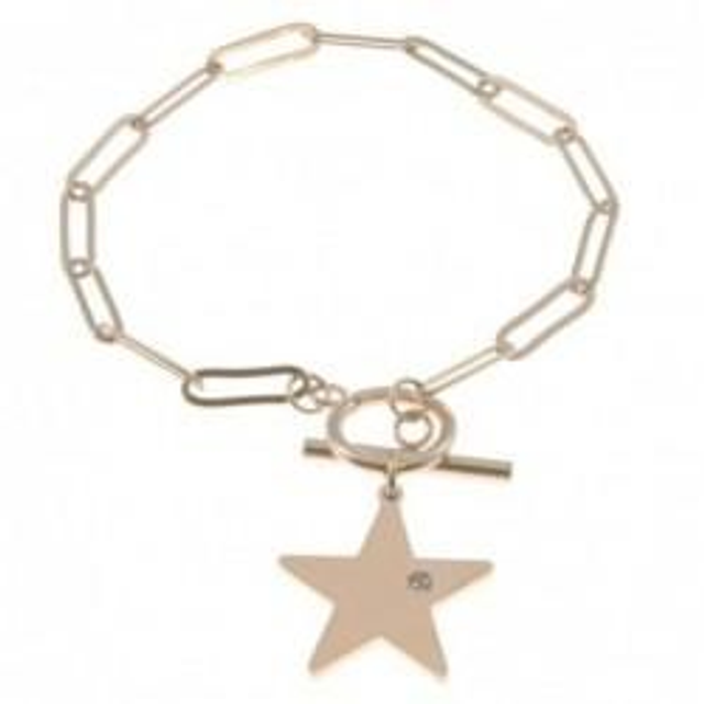 Bracciale donna in acciaio rosato catena bijoux e charm a stella 