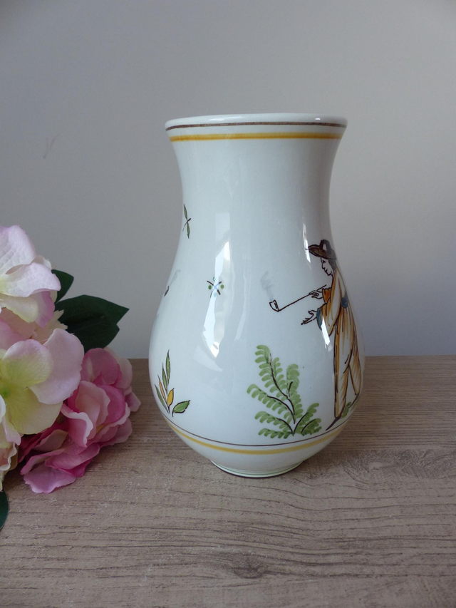 Vase en faïence de Gien, décor Bicentenaire de la Révolution française 'Vive la Nation et le bon tabac', cadeau fumeur, décoration maison