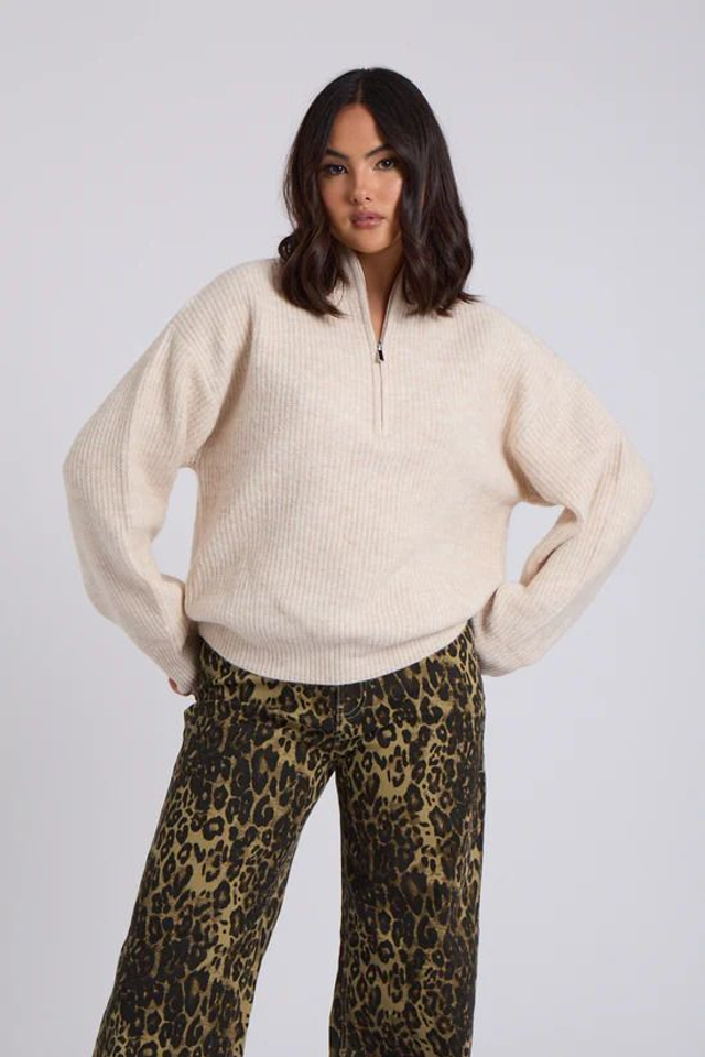 1/4 Zip Ribbed Jumper