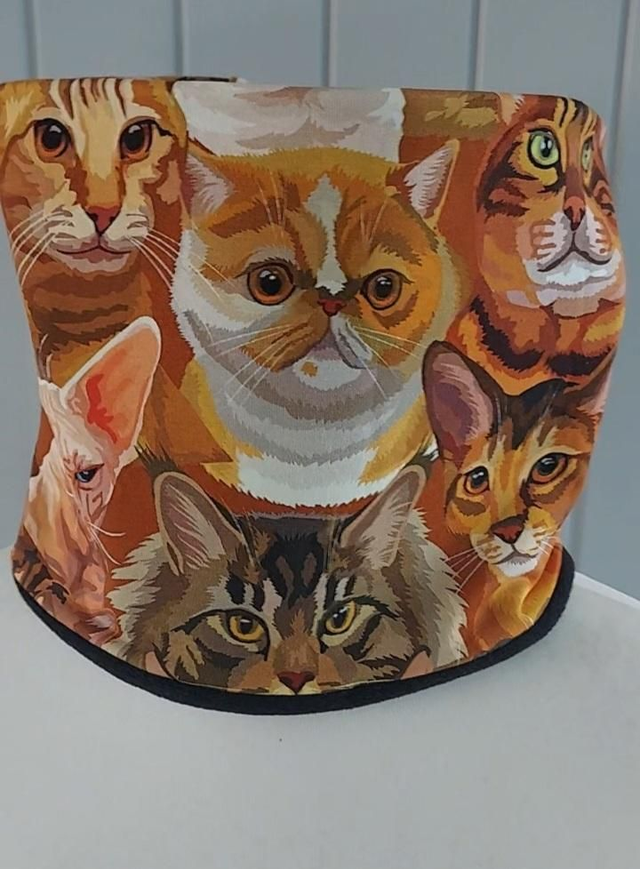 Cats Neck Warmer, Snood with Black Fleece, 