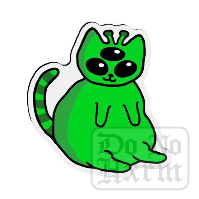 Green Alien Cat Acrylic Magnet