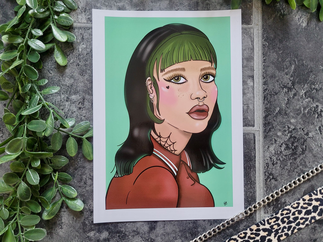 Punk Girl A4 Art Print