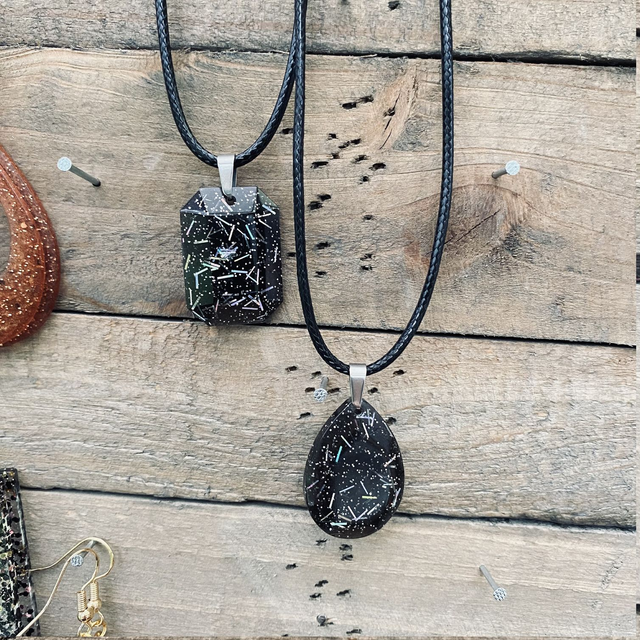 Collier Lacet Glitter Amber Silver