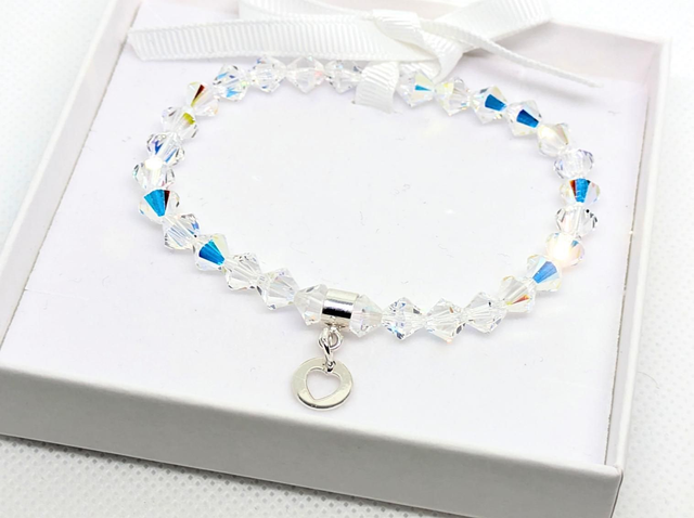 Clear Crystal Bracelet with 925 Sterling Silver Charm 