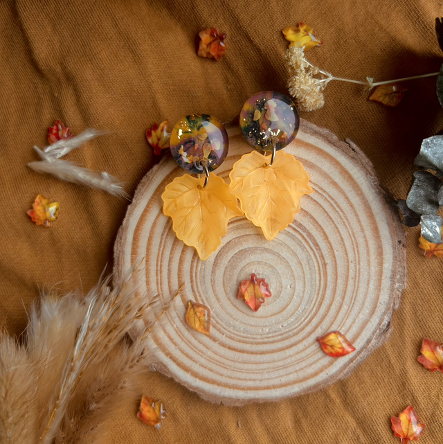 Autumnal Leaf Stud Earrings 