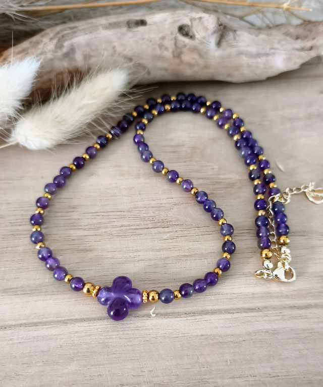 A Collier "Trèfle" Améthyste